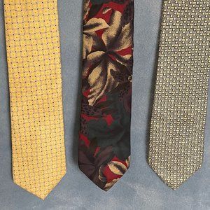Bundle of 3 100% Silk Used Neckties Made in USA and Italy.